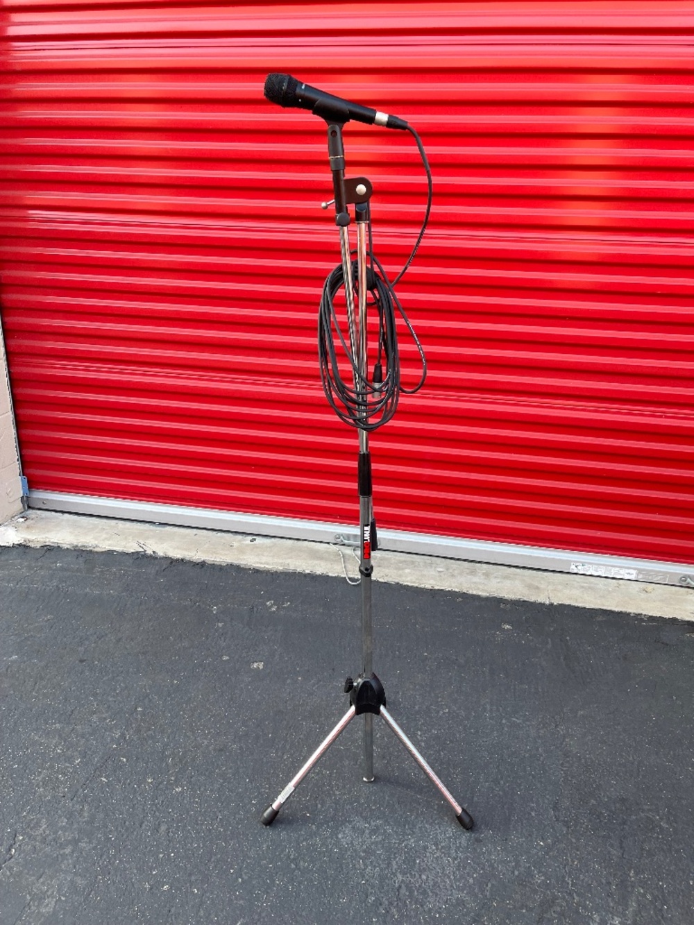 Adjustable Tripod Microphone Stand with Wired Mic - Black